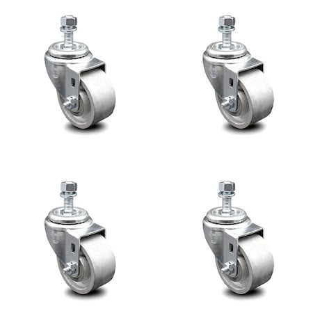 Service Caster Semi Steel Swivel TS Caster w/RB w/3" Wheels & 12mm Stem-4 Swivel, 4PK SCC-TS20S315-SSR-M1215-4
